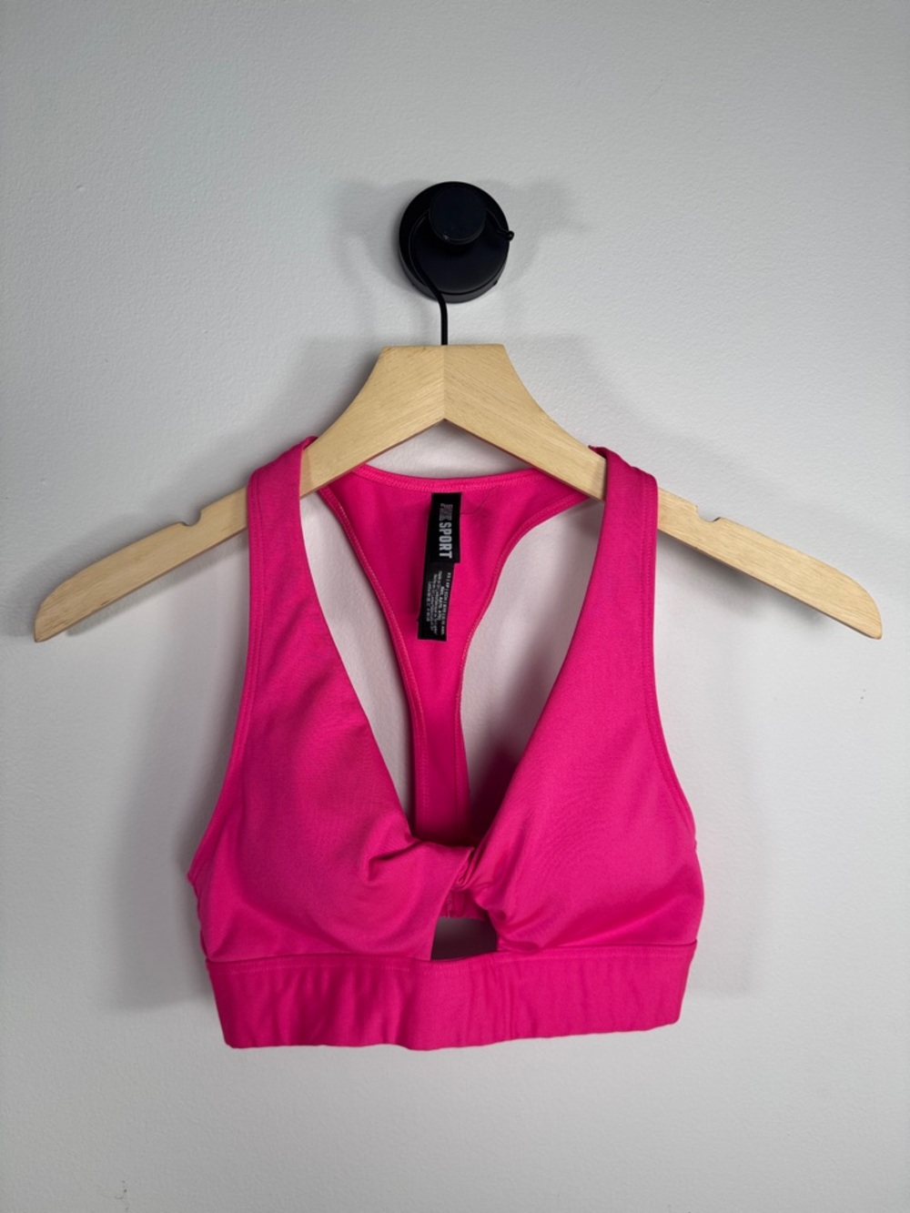 Pink Victoria's Secret Hot Pink Knot Front Cutout Sports Bra Xs
